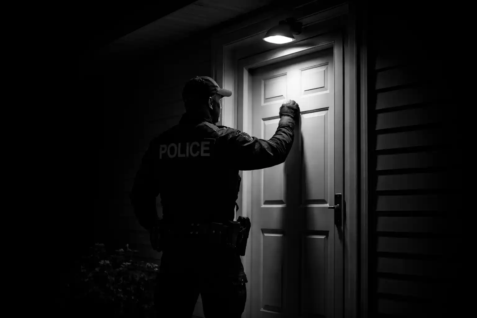 Un policier qui sonne à la porte