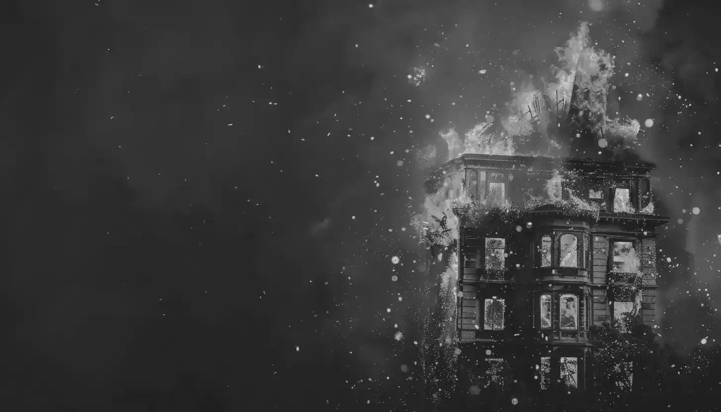 Un batiment en flammes